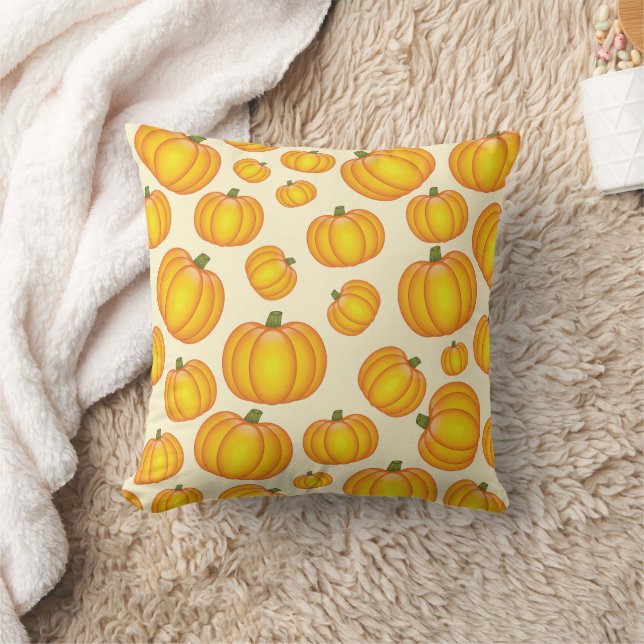 Orange Cartoon Pumpkin Pattern Throw Pillow (Blanket)