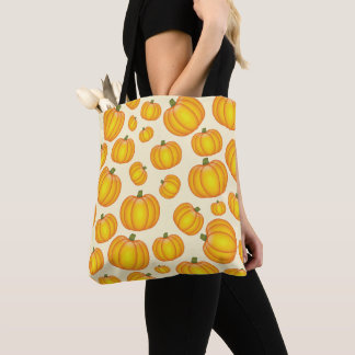 Orange Cartoon Pumpkin Pattern Tote Bag