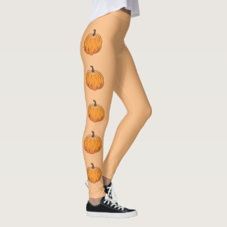 Orange Cartoon Pumpkins Leggings