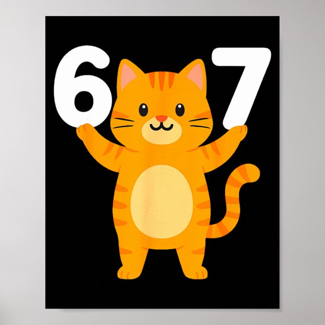 Orange Cat 67 Meme Six Seven Funny Cat Lover  Poster (Front)