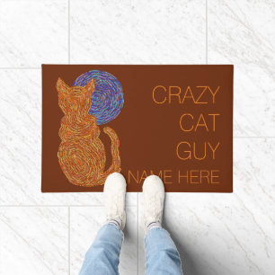 Orange Cat And The Moon Cat Lover Kitten Feline Doormat