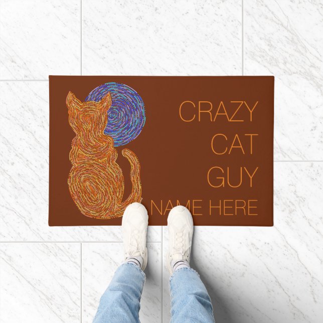 Orange Cat And The Moon Cat Lover Kitten Feline Doormat (Indoor)