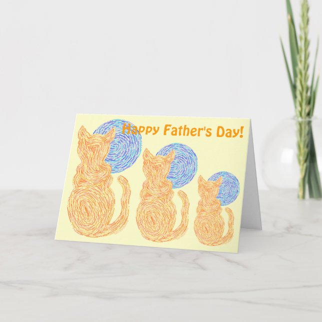 Orange Cat And The Moon Funny Fathers Day Card (Front)
