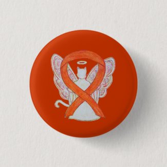 Orange Cat Angel Awareness Ribbon Custom Art Pins