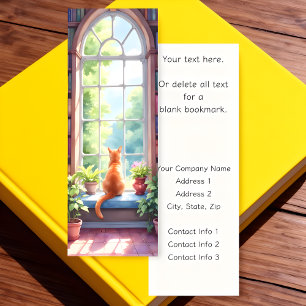 Orange Cat at Library Window Business Promotional Bookmarks