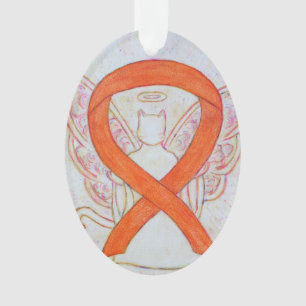 Orange Cat Awareness Ribbon Angel Ornament