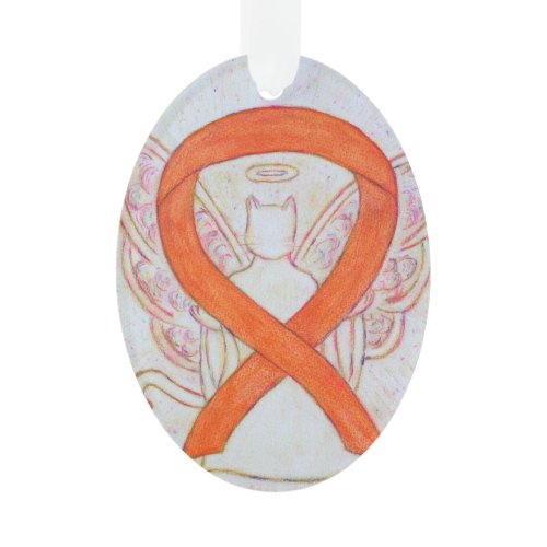 Orange Cat Awareness Ribbon Angel Ornament