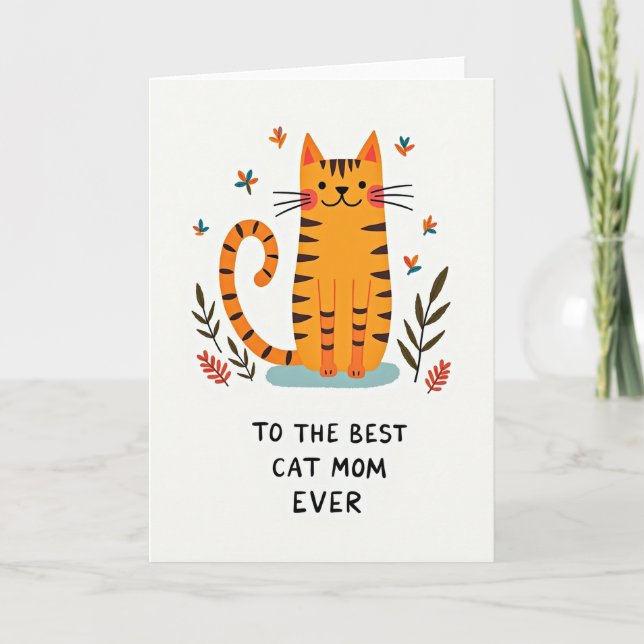 Orange Cat Best Mom Ever Card (Front)