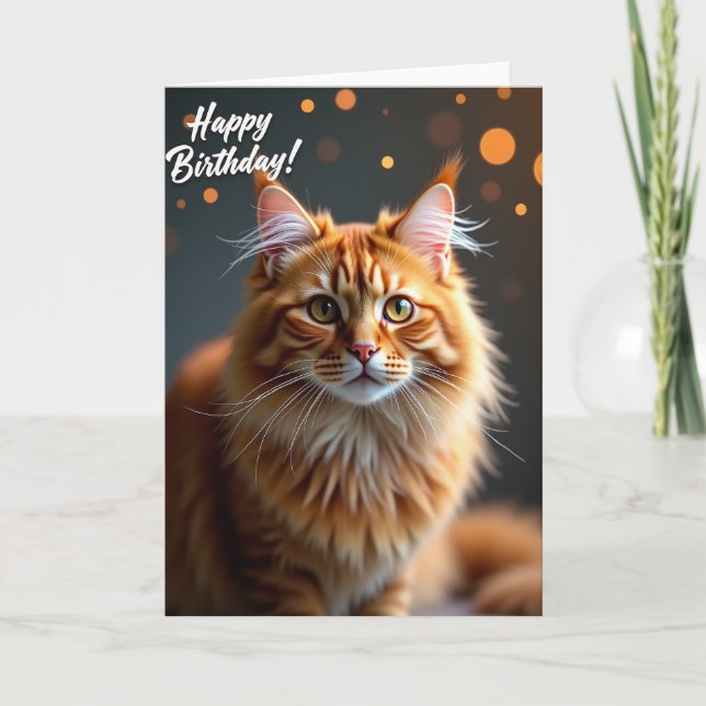 Orange Cat Birthday Card (Front)