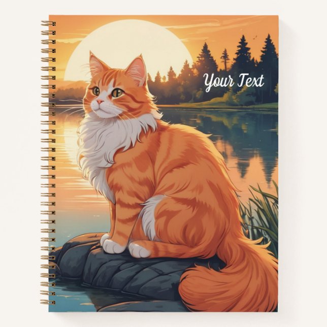 Orange Cat by Lake Notebook (Front)