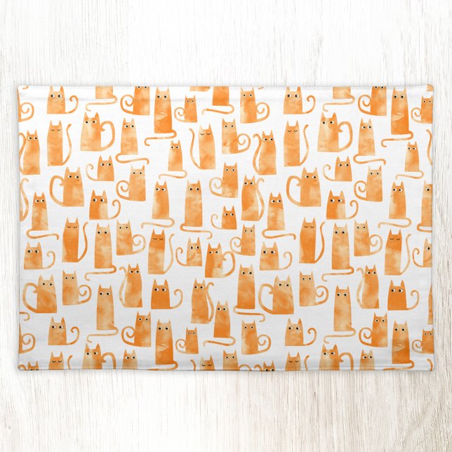Orange Cat Cloth Placemat (Watercolor Orange Ginger cat fun cloth placemat)