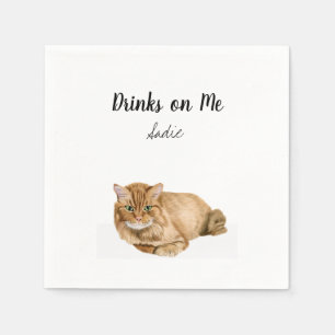 Orange Cat Cocktail Napkins