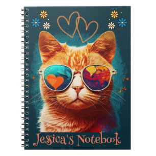 Orange Cat Custom Name Notebook