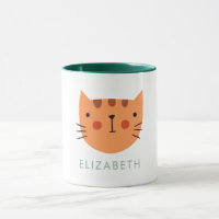 Orange Cat Cute Custom Name  Mug