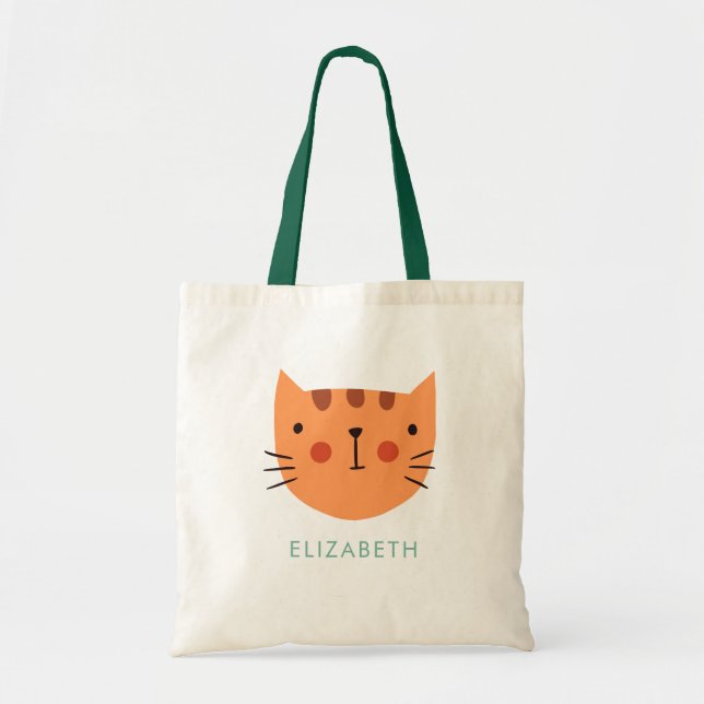 Orange Cat Cute Custom Name  Tote Bag (Front)