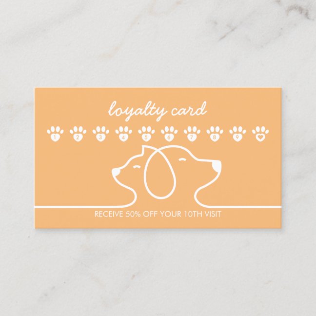 Orange Cat Dog Paw Loyalty Discount Design Business Card