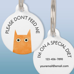 Orange Cat Don't Feed Me Medical Pet ID Tag