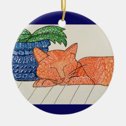 Orange Cat Doodle Ornament