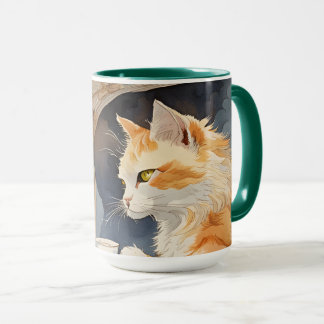 Orange Cat Drinking Tea  Mug