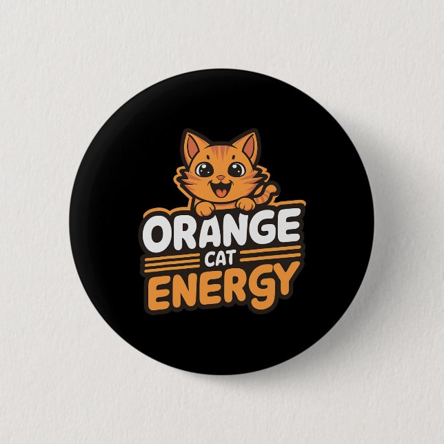 Orange Cat Energy  Button (Front)