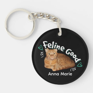 Orange Cat - Feline Good Pun Keychain