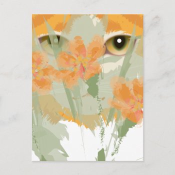 Orange Cat Foliage Peeper Postcard by ArtDivination at Zazzle