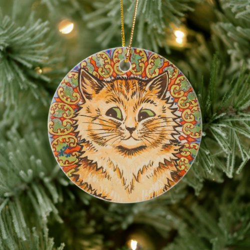 Orange Cat  Fractal Back  Louis Wain  Ornament 