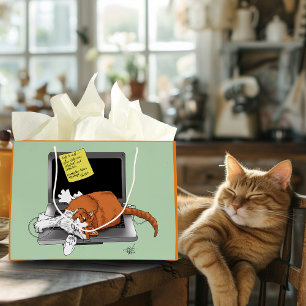Orange Cat Funny Laptop Green Work Home Large Gift Bag