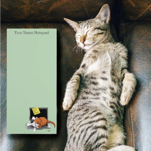 Orange Cat Funny Laptop Green Work Home Magnetic Notepad