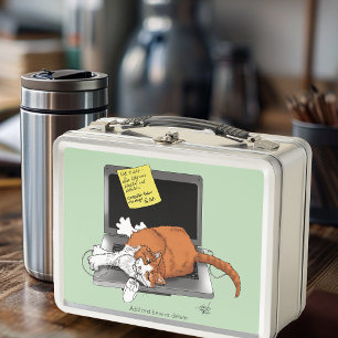 Orange Cat Funny Laptop Green Work Home Metal Lunch Box