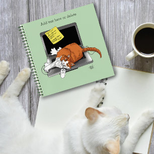 Orange Cat Funny Laptop Green Work Home Notebook