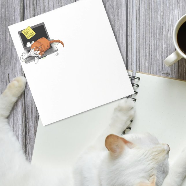 Orange Cat Funny Laptop Green Work Home Notepad (Creator Uploaded)
