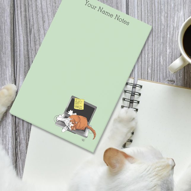 Orange Cat Funny Laptop Green Work Home Post-it Notes (Creator Uploaded)