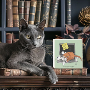 Orange Cat Funny Laptop Green Work Home Wooden Box Sign