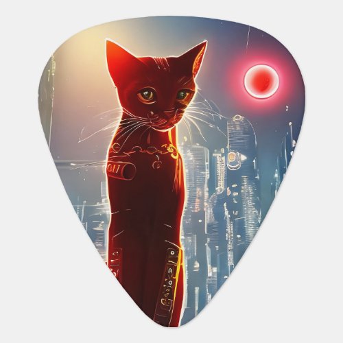 Orange Cat  Futuristic World   Guitar Pick