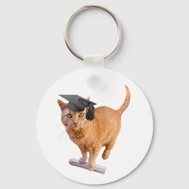 Orange Cat Grad Keychain (Front)
