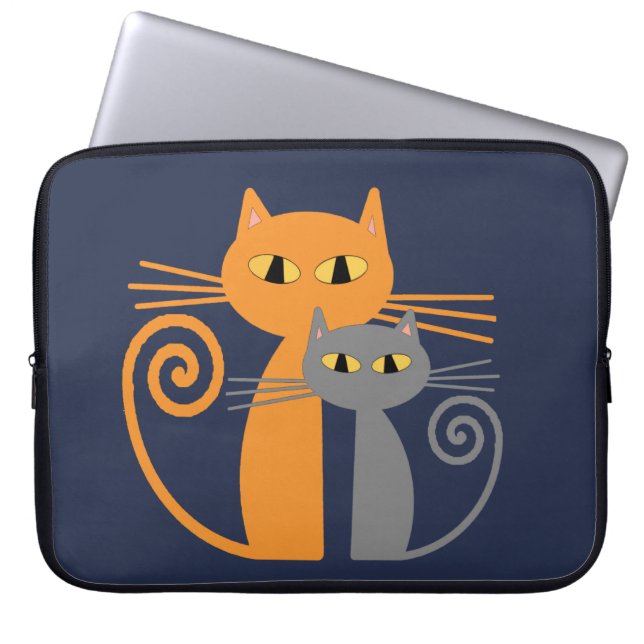Orange Cat, Grey Cat Laptop Sleeve (Front)