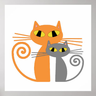Orange Cat, Grey Cat Poster