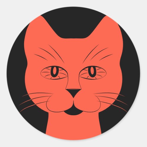 Orange Cat Halloween Classic Round Sticker