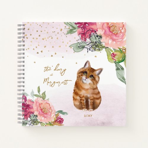  Orange Cat Illustration Girl Daily Sketchbook Notebook