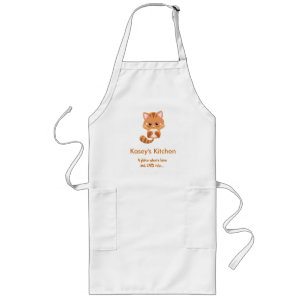 Orange cat illustration long apron