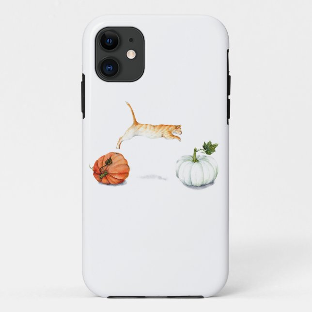 Orange Cat Jumping Between Pumpkins Case-Mate iPhone Case (Back)