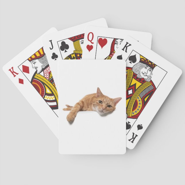 Orange Cat Laying Down Poker Cards (Back)