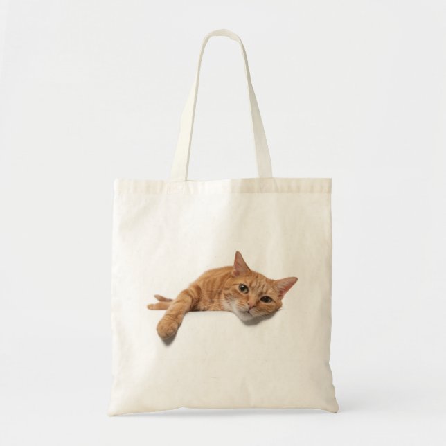 Orange Cat Laying Down Tote Bag (Front)