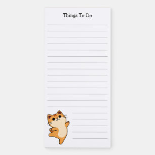 Orange Cat Lined To Do List  Magnetic Notepad