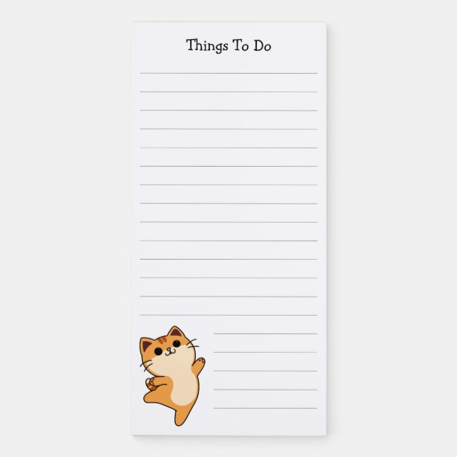 Orange Cat Lined To Do List  Magnetic Notepad (Front)
