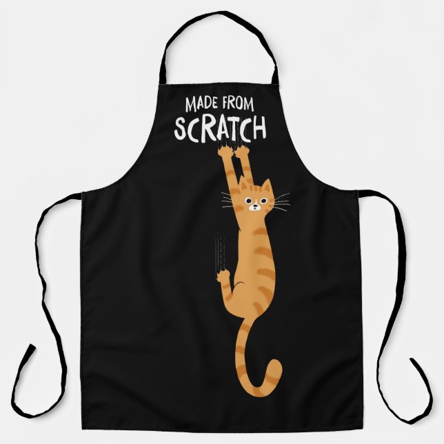 Orange Cat Made From Scratch Funny Cat Hanging On  Apron (Front)