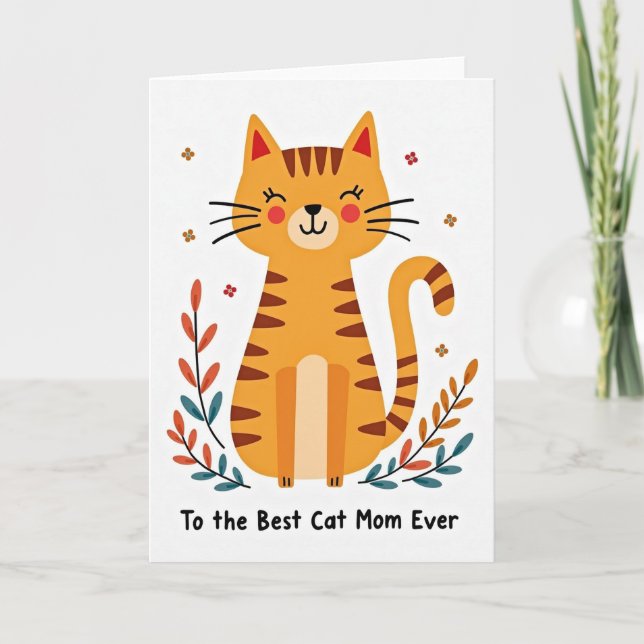 Orange Cat Mom Illustration Card (Front)