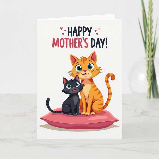 Orange Cat Mothers Day Art Card (Front)