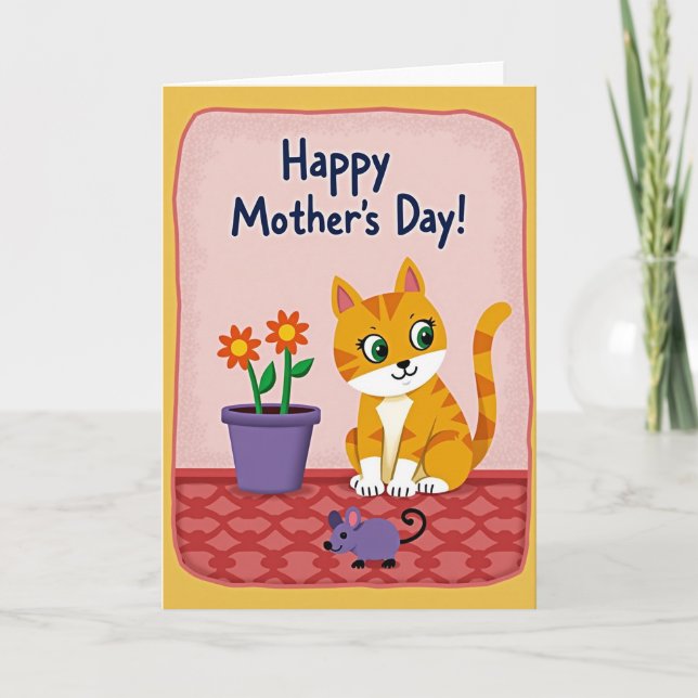 Orange Cat Mothers Day Card (Front)